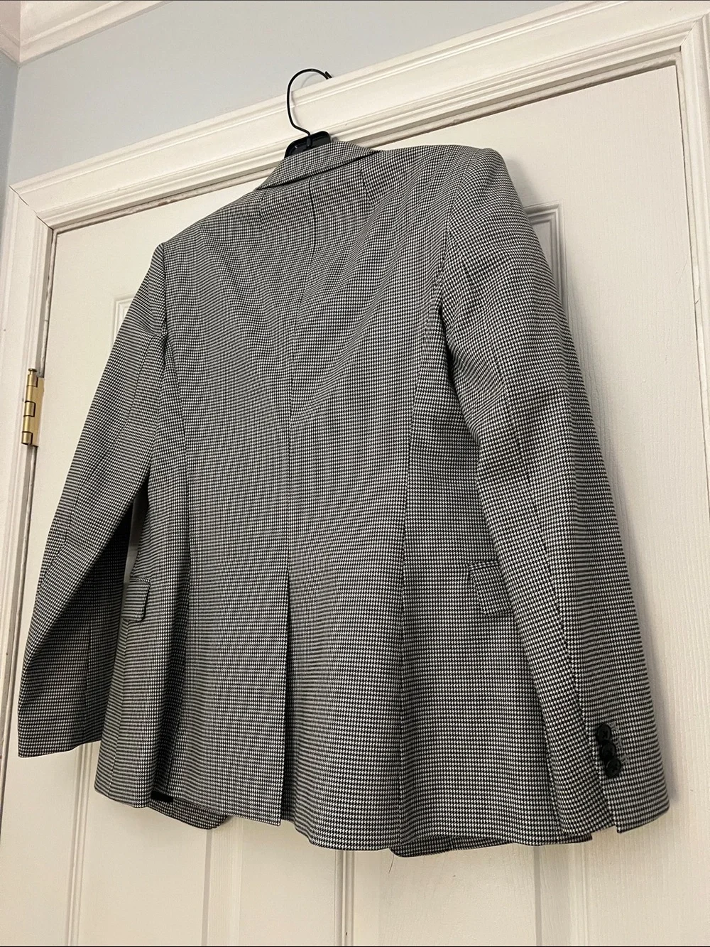 Theory Black & White Mini Houndstooth Single-Button Blazer